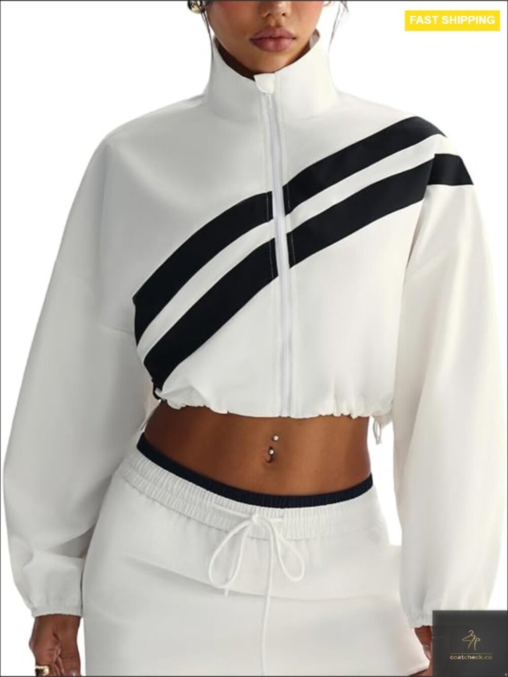 Cropped Zip Up Athletic Jacket Lightweight Long Sleeve Workout Track Jacket